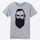 T-Shirt, Size M: Workshop 08, gray melange w/ black print