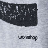 T-Shirt, Size S: Workshop 19, gray melange w/ black print