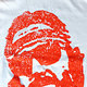 T-Shirt, Size M: Workshop 12, white w/ orange print