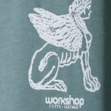T-Shirt, Size S: Workshop 18, mint grey w/ white print
